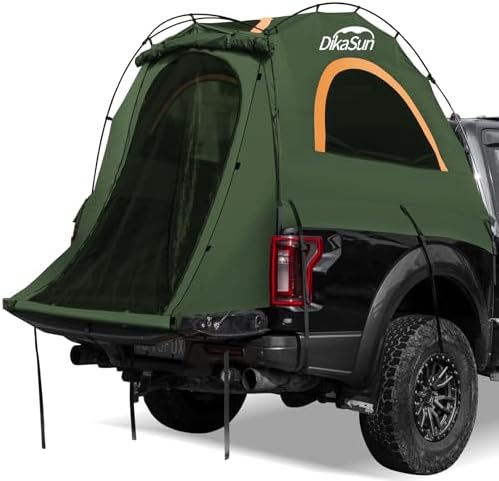 Truck Bed Tent, Double Layer Pickup Tent Bed, Waterproof PU3000mm, Truck Tent for Camping(Orange-Grey)