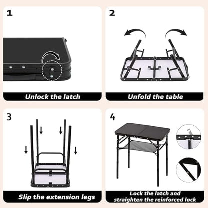 YihuiKo Folding Picnic Table with Storage Net, Lightweight Portable Table