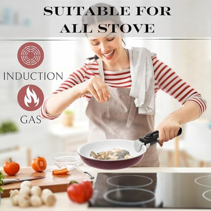 Moss & Stone 5-Piece Nonstick Pots and Pans Set, Removable Handle Cookware