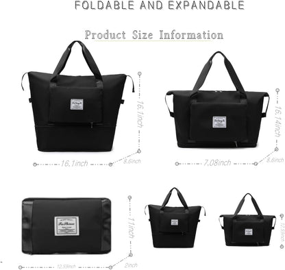 Large Capacity Foldable Travel Bag, Expandable lightweight Carry on Bag, Dry with Wet Separation Spor Duffel Bags