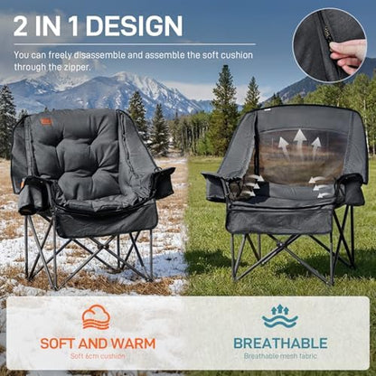 EVER ADVANCED XL Camping Chair with Detachable Cushion Support 400LBS Black