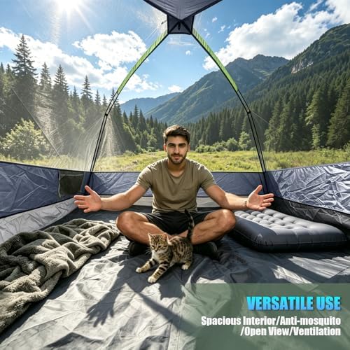 2-3 Person Camping Tent, Waterproof Windproof Dome w/Rain Fly & Mesh