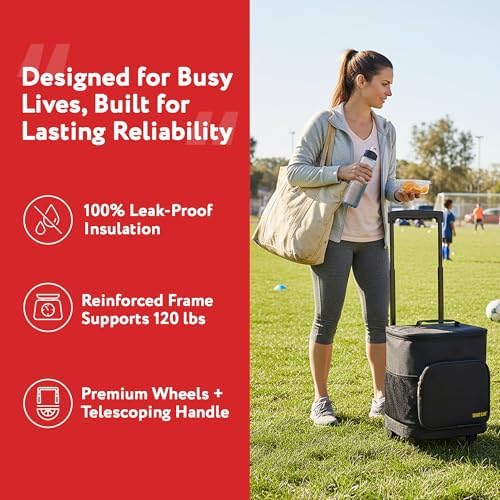 Ultra Compact Cooler Smart Cart with Wheels - Collapsible Insulated Cooler Bag - Foldable Travel Cooler 36 Cans - Leak Proof Trolley - Black