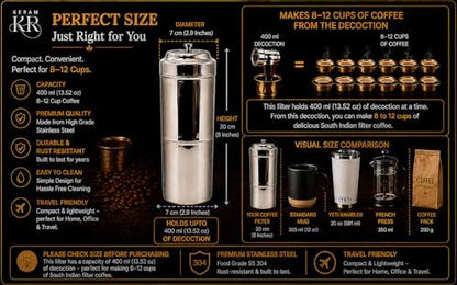 KERAM South indian filter coffee maker indian style 13.5 oz (400 ml)