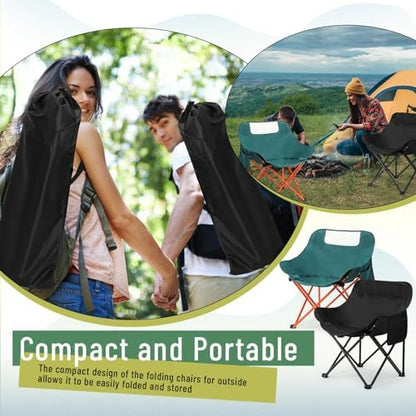2 Pack Folding Camping Chairs Portable, Black, Green, Solid Color