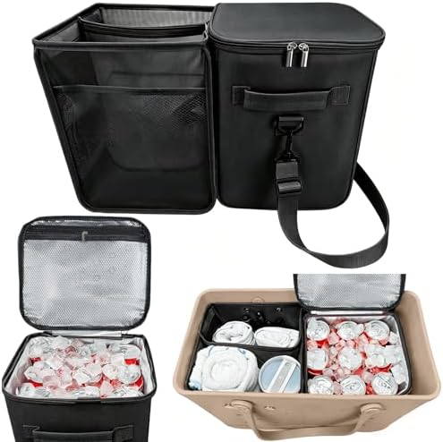 XYFuuee 2-in-1 Cooler Organizer Insert for X Large Bogg Bag Accessories, PEVA Portable Leak-Proof Ice Chest, Lightweight Mesh Divider Inserts Pouch with 4Fastener for XL Bog Beach Rubber Tote