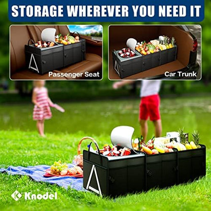 K KNODEL Trunk Organizer Storage with Cooler for Car and SUV (Large, Black)