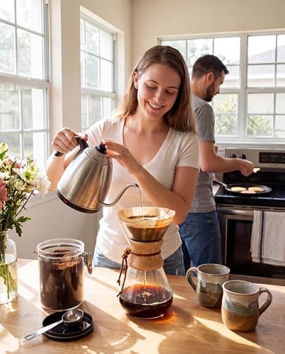 AGOGO Pour Over Coffee Maker Set,34oz Slim Style, 50 Paper Filters