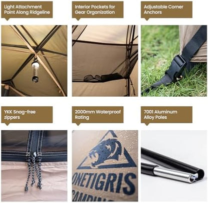 OneTigris COSMITTO 2 Person Backpacking Tent Shelter- Free Standing Lightweight Waterproof 3 Season Camping Tent for Outdoor Hiking Mountaineering