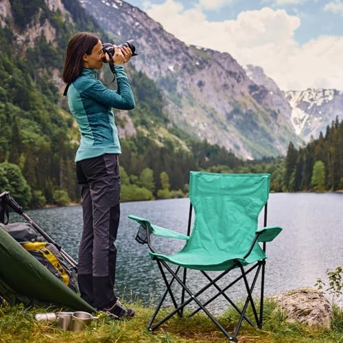 2 Pack Portable Camping Chairs Folding Lawn Chair Outdoor Lightweight Beach Chair with Cup Holder & Carry Bag for Outside Sports, Fishing, Hiking, Travel, Picnic, Backyard (Blue, Medium)