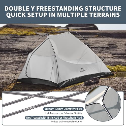 Naturehike Cloud-Up 2 Person Tent Lightweight Backpacking Tent with Footprint - Free Standing Ultralight Camping Hiking Backpack Tents Two Person Tent