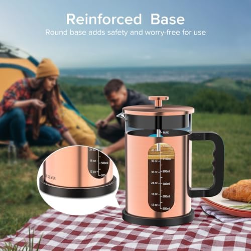 QUQIYSO French Press Coffee Maker 51oz, Stainless Steel Large French Press