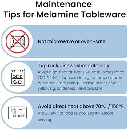 AELS Melamine Dinnerware Set of 12 Pcs Dinner Dishes Set for Indoor and Outdoor Use, Dishwasher Safe, Lightweight Unbreakable, BPA Free, Light Blue
