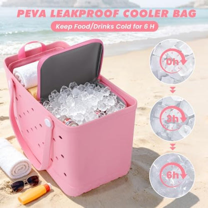 Cooler Organizer Insert Compatible with Bogg Bag XL, Leak-Proof Ice Chest Beach Bag with Removable Divider, Zippered Pouch, Portable Travel Organizer for Beach, Picnic, Camping, Pool