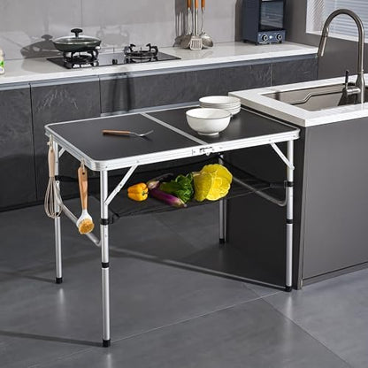 YUFIFAIRY Folding Camping Table, 36''L x24''W, Portable Aluminum Camp Table