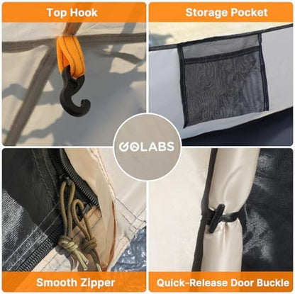 Golabs Pop Up Camping Tent for 2/3 Person, Quick Setup by Pre-Attached Pole