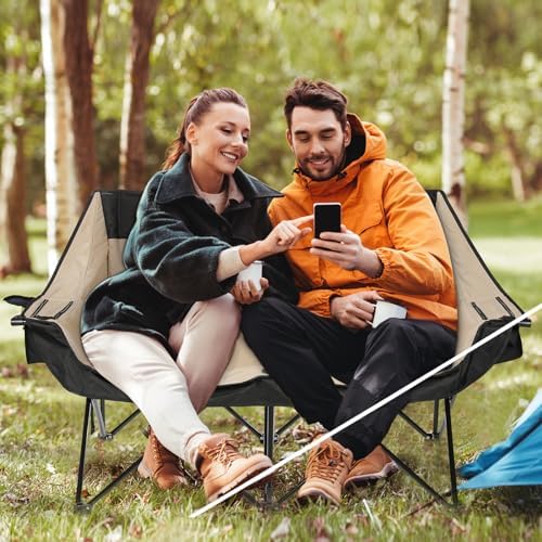 REALEAD Double Camping Chair Heavy Duty Camping Couch Support 650 lbs