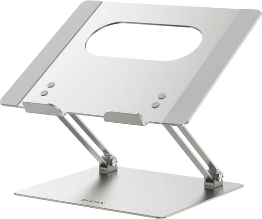 BESIGN LS10 Aluminum Laptop Stand, Ergonomic Adjustable Notebook Stand, Computer Holder Compatible with Air, Pro, Dell, HP, Lenovo More 10-14" Laptops, Silver