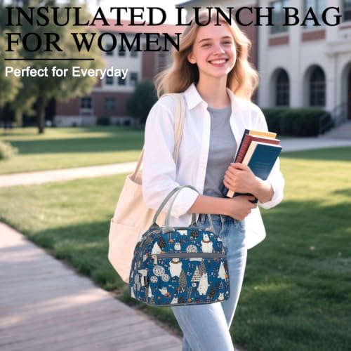 FlowFly Insulated Lunch Cooler Bag - Tote Bag Organizer for Women/Men, Owl