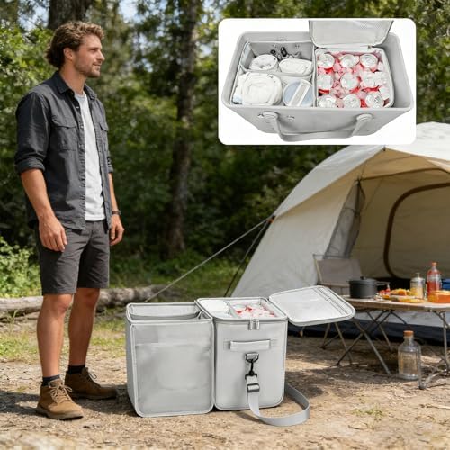 2 in 1 Coolers Organizers Insert for Large Bag Accessories Portable Leak-Proof Ice Chest Mesh Divider Inserts Pouches