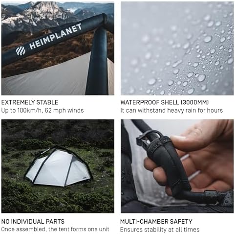 HEIMPLANET Original |FISTRAL V2, 1-2 Person Tent | Inflatable Camping Tent | Outer Tent and Tent Floor - 5000mm | No Tent Poles Required | Supports 1% for The Planet