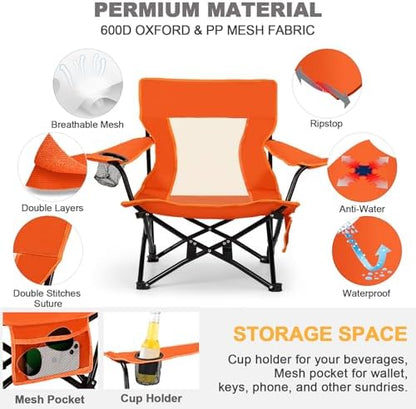 Joyfair Beach Camping Chair (2 Pack), Folding Chair for Adults (Orange)