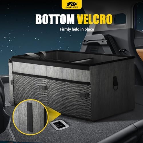 MIKKUPPA Trunk Organizer with Lid - 65L Collapsible Car Organizer, Gray
