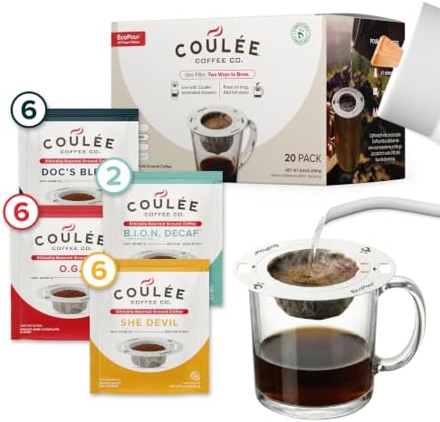 Coulée EcoPour Coffee Variety Pack, Single Serve, 4 Flavors, 20 Pack