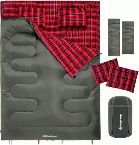 KingCamp Double Sleeping Bag for Adults, Queen Size 2 Person Sleeping Bag