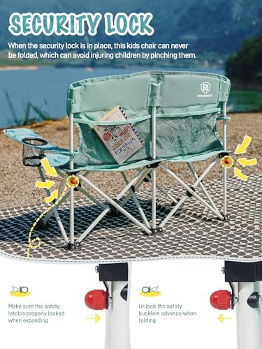EVER ADVANCED Kids Camping Chair for Two Kids Green