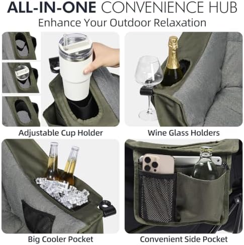 Oversized Camping Chairs for Adults - Heavy Duty Padded Outdoor Camp Chair