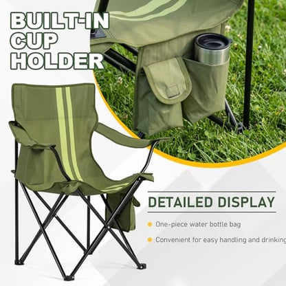 Outvita Portable Camping Chair with Insulated Cooler & Bag Green