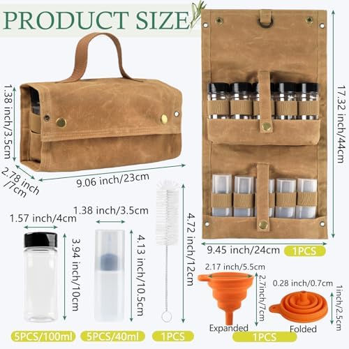 Portable Camping Spice Jars Organizer Kit with Storage Bag