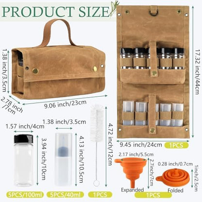 Portable Camping Spice Jars Organizer Kit with Storage Bag