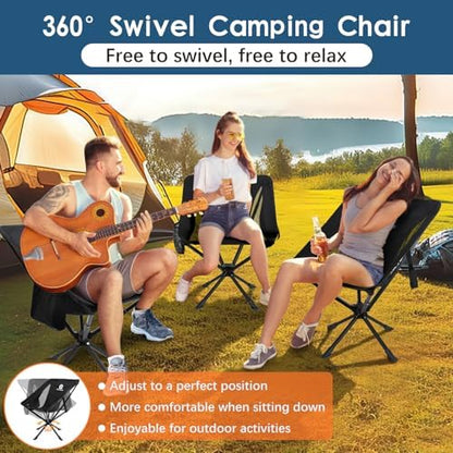 Raynesys Portable Swivel Camping Chair, 8 Seconds Quick Setup Easy Carry