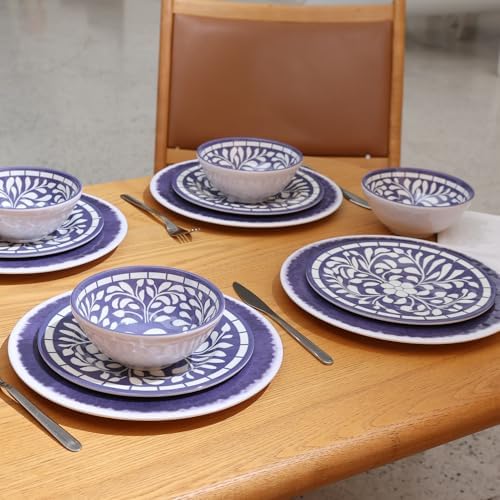 Melamine Dinnerware Set,12pcs Plates and Bowls Set - Blue-Purple