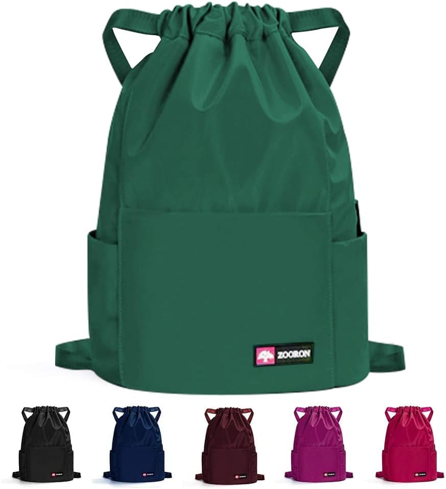 ZOORON Waterproof Drawstring Gym Backpack Bag for Men & Women, Sport Gym Sack Mini Travel Daypack