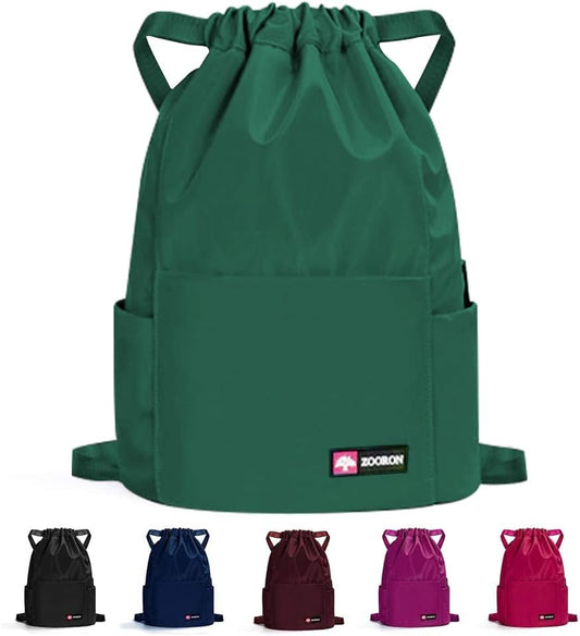 ZOORON Waterproof Drawstring Gym Backpack Bag for Men & Women, Sport Gym Sack Mini Travel Daypack