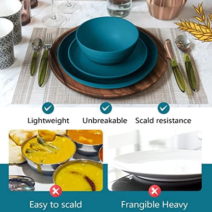 Teivio 32-Piece Plates and Bowls Sets for 8, Wheat Straw Dinnerware Sets