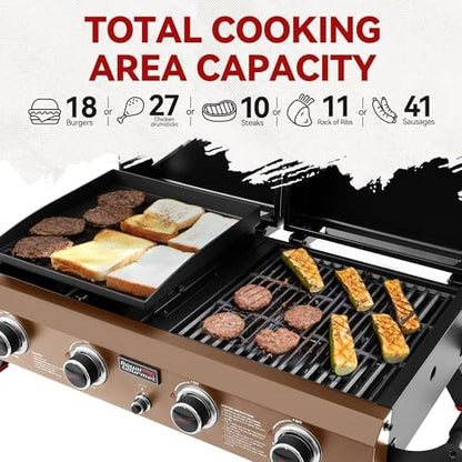 GD4002TPY Portable Tabletop Grill & Griddle Combo Bronze Gold