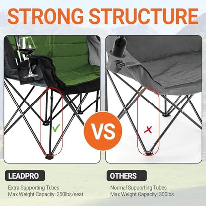 700LBS 2-Person Heavy Duty Double Camping Chair Loveseat Green