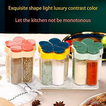 5 In 1 Travel Spice Containers, Shaker Jars, Clear Plastic Container Jars With Labels, Airtight Cap, Pour/Sift Shaker Green