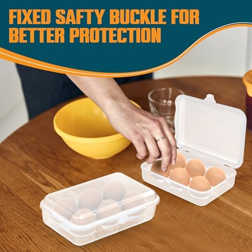 ZPU Egg Holder Camping, 2Pcs 6 Grid Egg Container, Plastic Egg Carrier for Camping Picnic Travel Outdoor Refrigerator Kitchen, Protective Egg Storage Case, Clear White