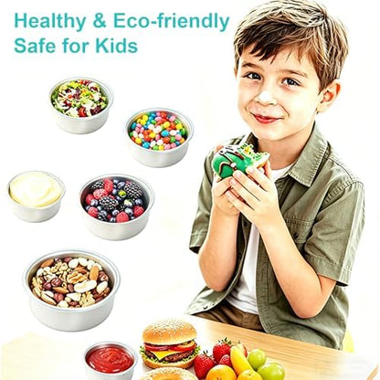 Stainless Steel Food Storage Containers Set of 4 Leak proof Metal Storage BinsMulti-Use for Snacks,Fruits Stackable&Portable for Kitchen Fridge&Outdoor Camping,Storage Containers,Snack Containers