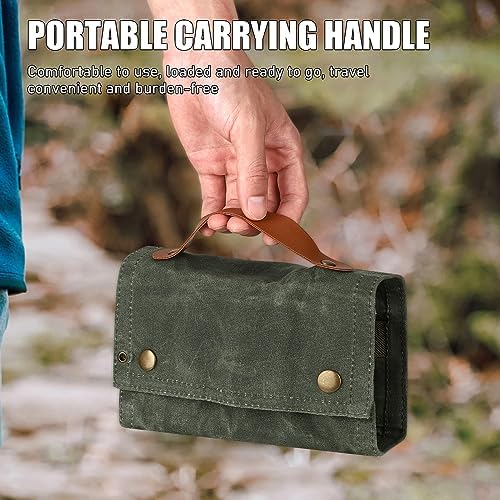 TOBWOLF Portable Spice Bag for Travel, Camping Spice Kit with 8 Jars-Green