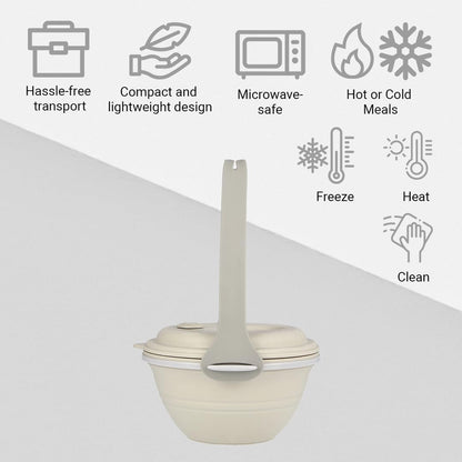 kūpaa Bowl & Carrier Duet – Microwave Safe Silicone Lunch Box For Adults– Collapsible, Leakproof, Food-Grade, Reusable To-Go Container (Shell)