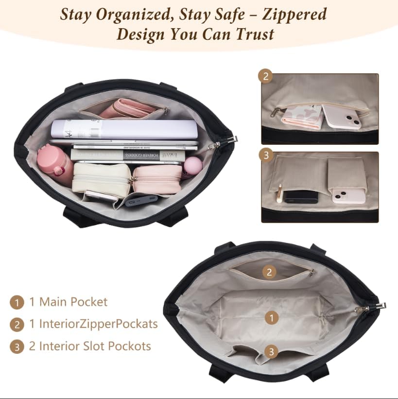 KALIDI Woven Tote Bag for Women, Lightweigh Monogram Beach Bag with Zipper & Sand-Proof Canvas Base, Personalized Gift