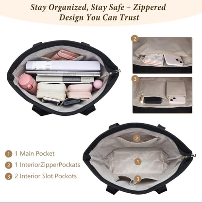 KALIDI Woven Tote Bag for Women, Lightweigh Monogram Beach Bag with Zipper & Sand-Proof Canvas Base, Personalized Gift