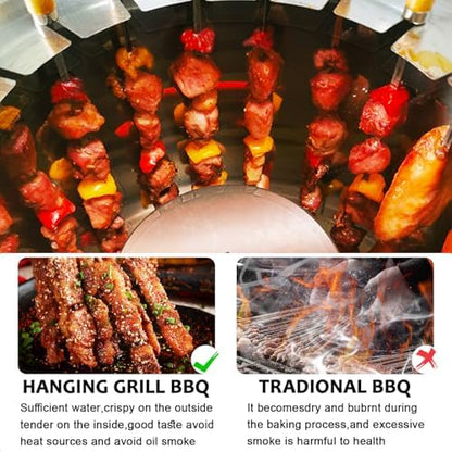 Stainless Smokeless Charcoal Grills Surround Charcoal Barrel Grill 360° Smokeless Outdoor Barbecue Grill for Travel for Travel, Outdoor Cooking and BBQ, Camping Grill Picnic Patio Backyard