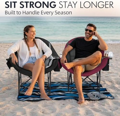 Oversized Camping Chair for Adults 2 Pack - Heavy Duty Outdoor Padded Chair